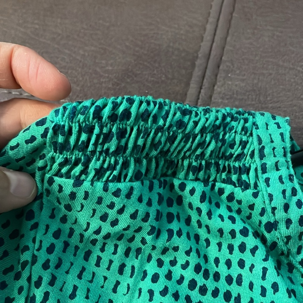LIZ CLAIBORNE PETITE Green & Dark Blue Design Short Sleeve Top Size Petite Large - Picture 5 of 5